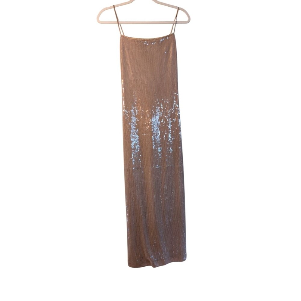 NWT LULUS Sylvie Champagne Sequin Maxi Dress size XL formal prom bridesmaid gown